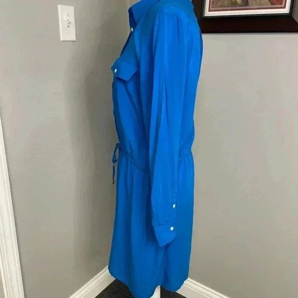 Lauren Ralph Lauren Petite Royal Blue Dress Button Down Drawstring Size 12 P - Picture 3 of 5